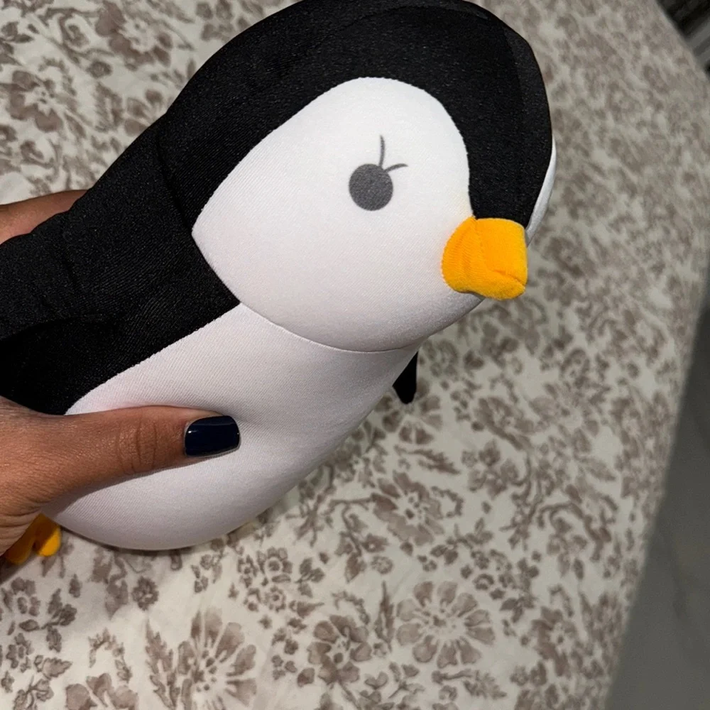 Plush Penguin Bird Toy/ converts to travel pillow- Black and White